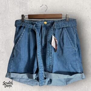 Guess Women's High-Waisted Denim Shorts Large Waist 32" Vintage Style Blue Jeans